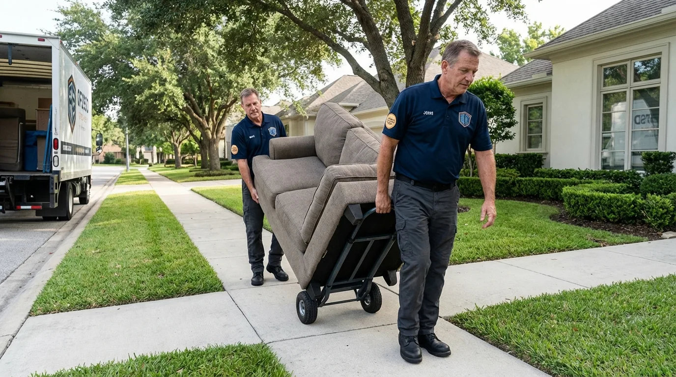 Local residential moving crew loading furniture in Jefferson, IA